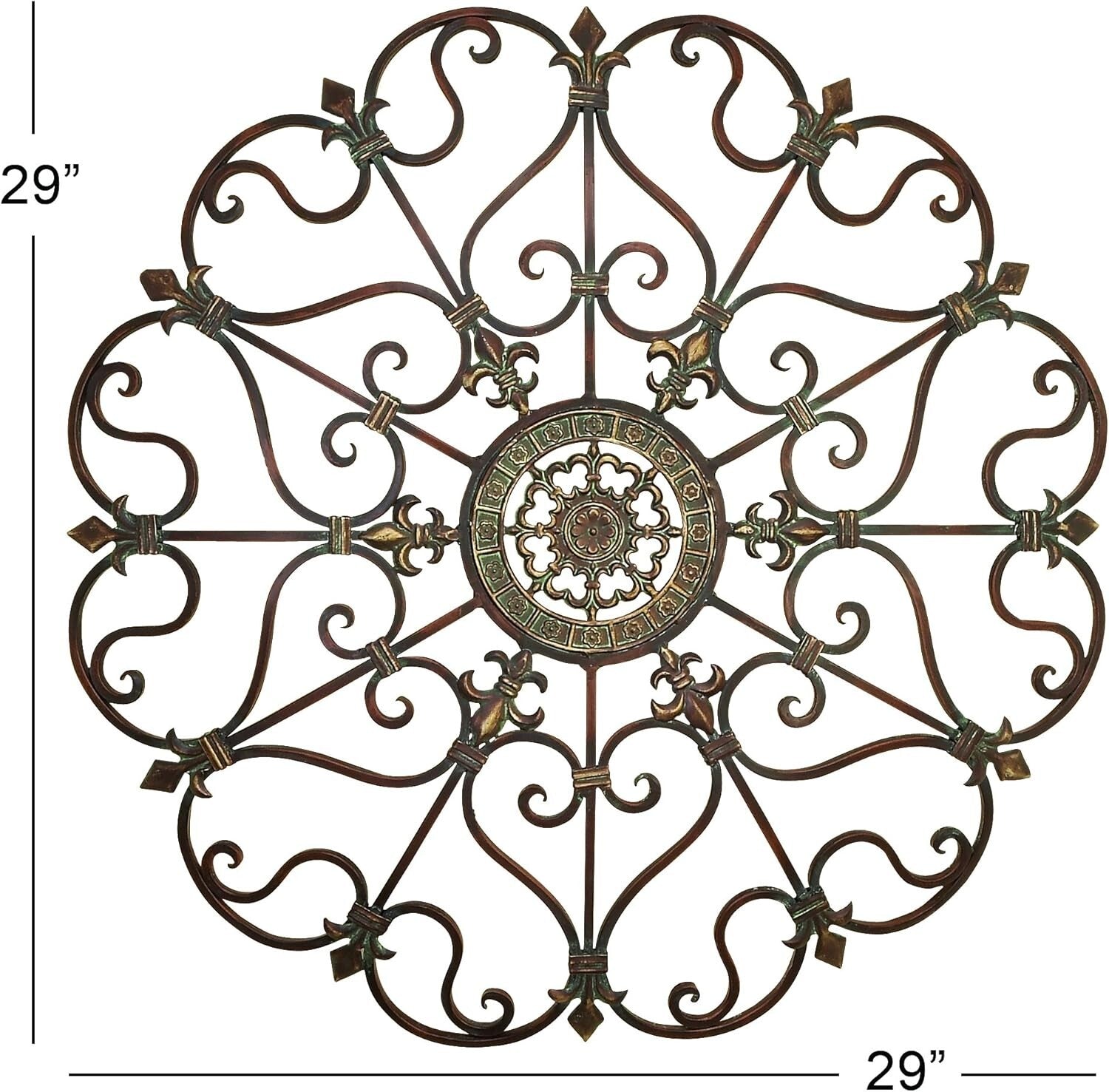 Antique-Inspired Metal Wall Decor - 29" Scroll Design for Living Rooms