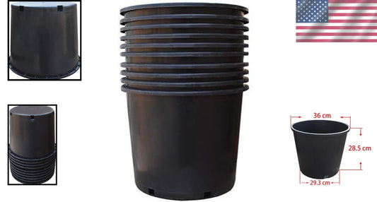 Lightweight 7 Gallon Black Nursery Pot with Drainage Holes for Soil Growth