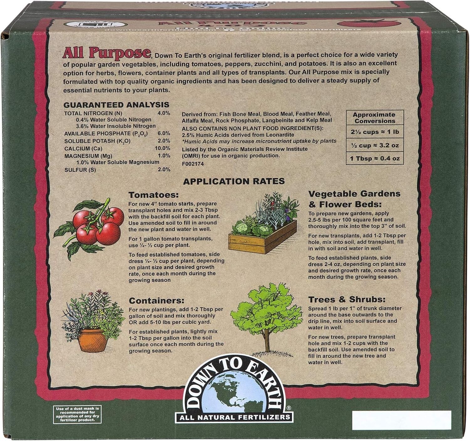 Organic All Purpose Fertilizer 4-6-2 Mix for Tomato & Vegetable Plants - 15 lb