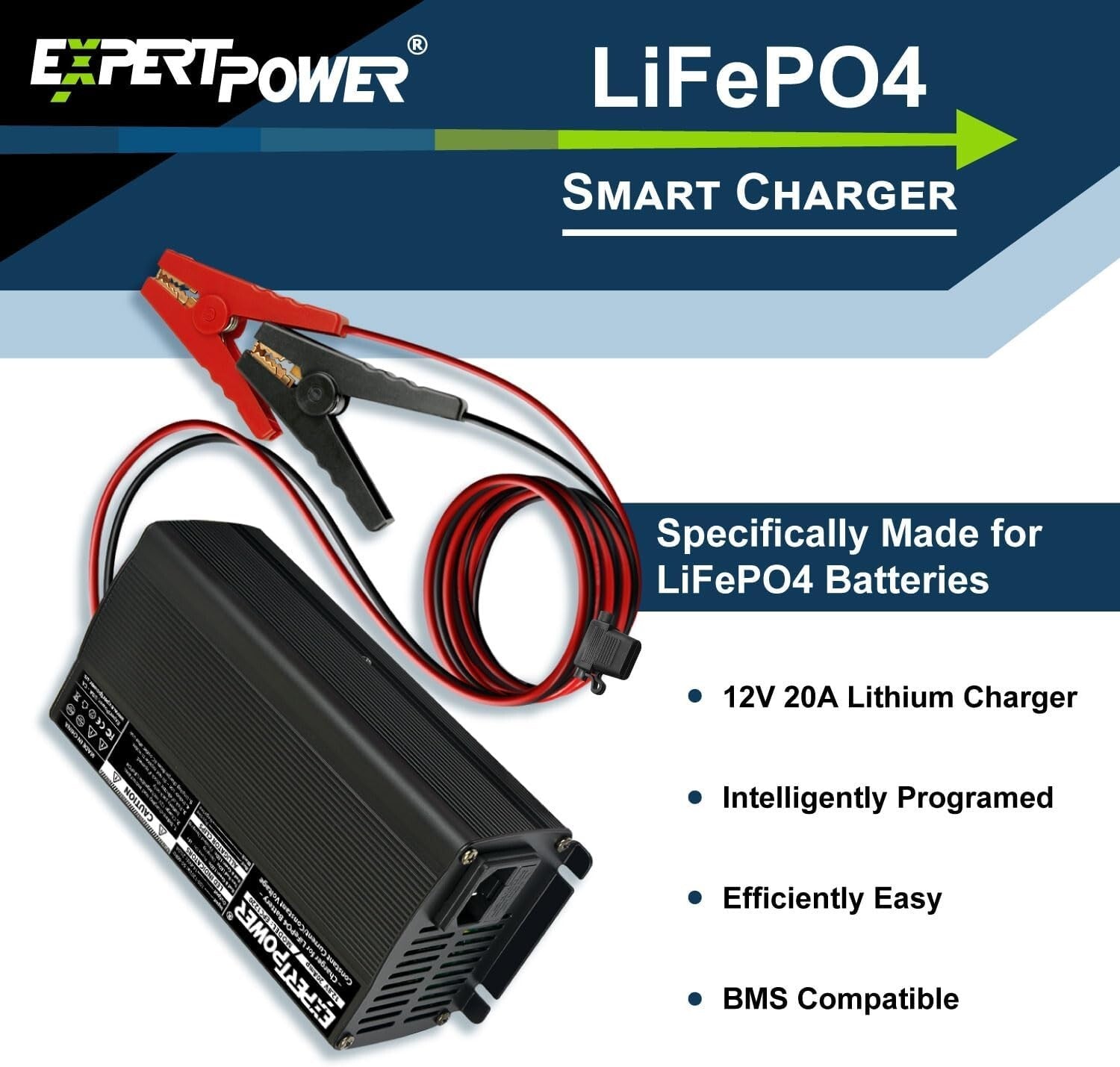 12V 20A Smart Charger for LiFePO4 Deep Cycle Batteries - Efficient & Reliable