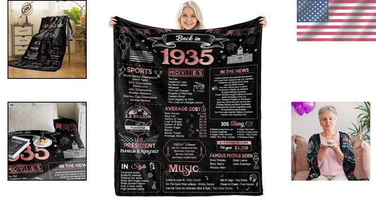 Charming 90th Birthday Throw Blanket - Rose Color, Ideal Keepsake for Her