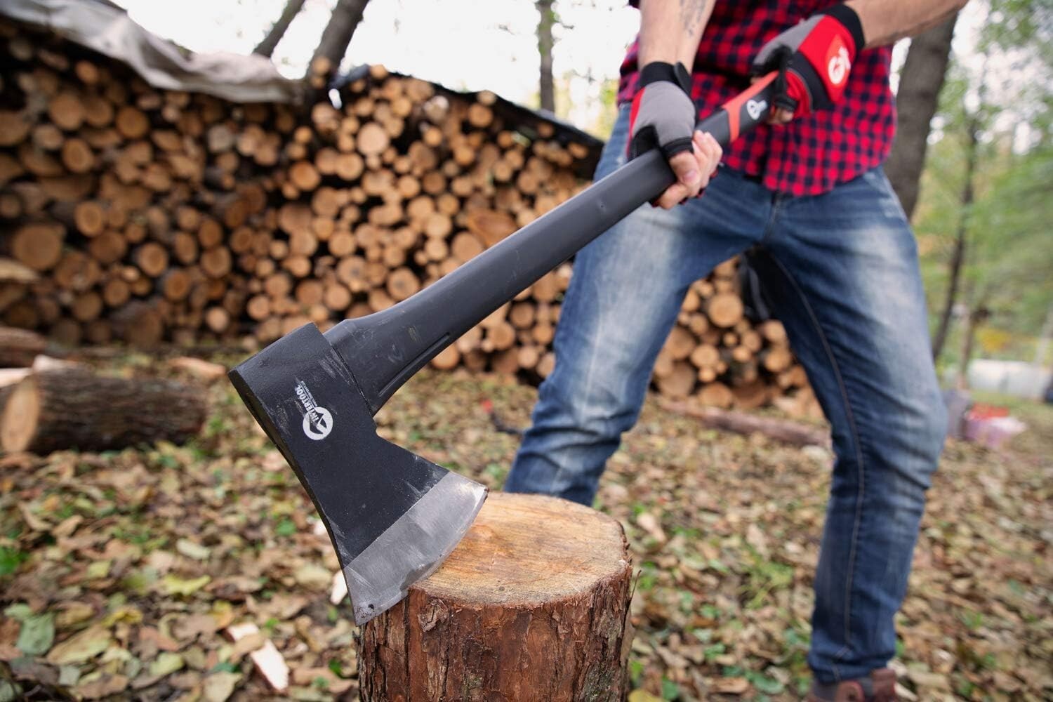 36-Inch Heavy-Duty Chopping Axe - Shock-Elliminating Handle & Safeguard Cover