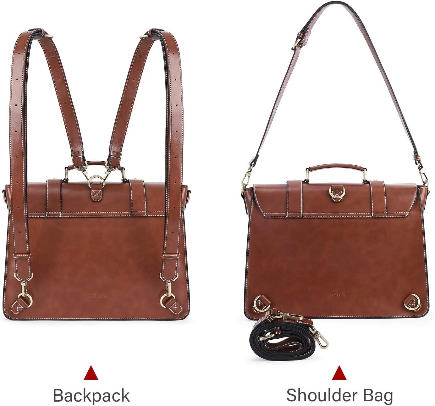 Multifunctional Laptop Backpack & Satchel for Women - 15.6 Inch Vegan Leather