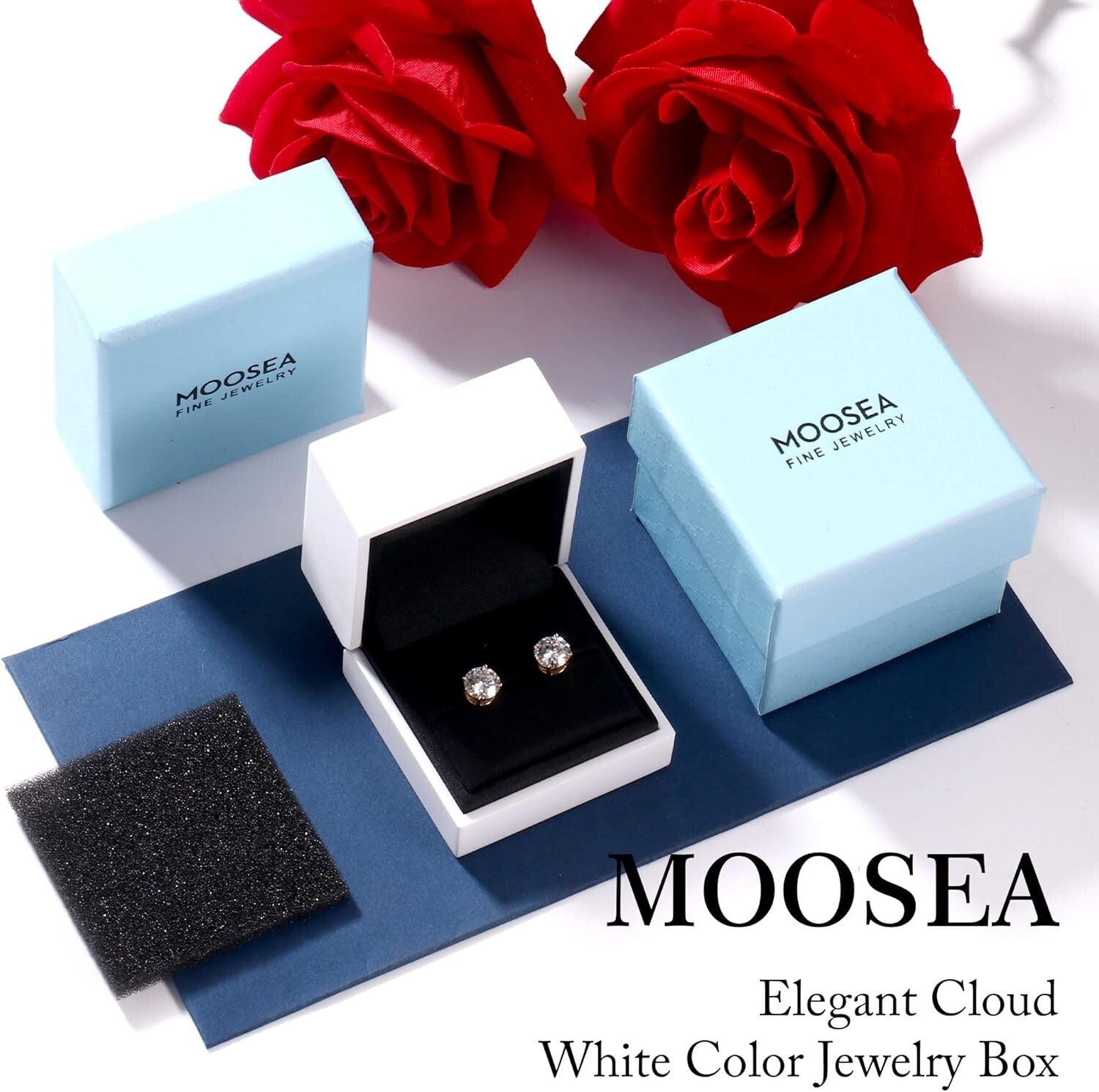 Elegant Moissanite Stud Earrings with 14K Gold Vermeil, Perfect Gift Packaging