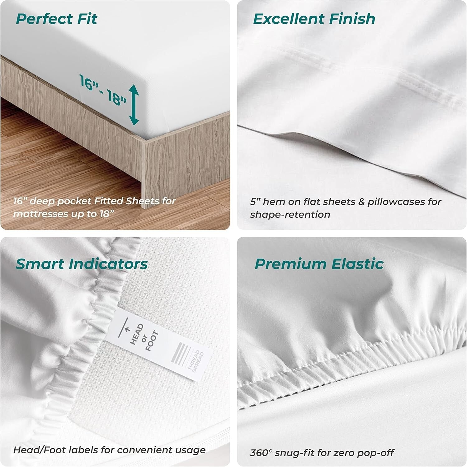 Eco-Friendly Queen Cotton Bed Sheet Set - Deep Pocket & Hypoallergenic Softness