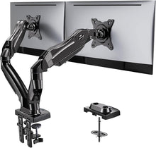 Load image into Gallery viewer, High Stability Dual Monitor Stand - C-Clamp &amp; Grommet Mount for Heavy Screens