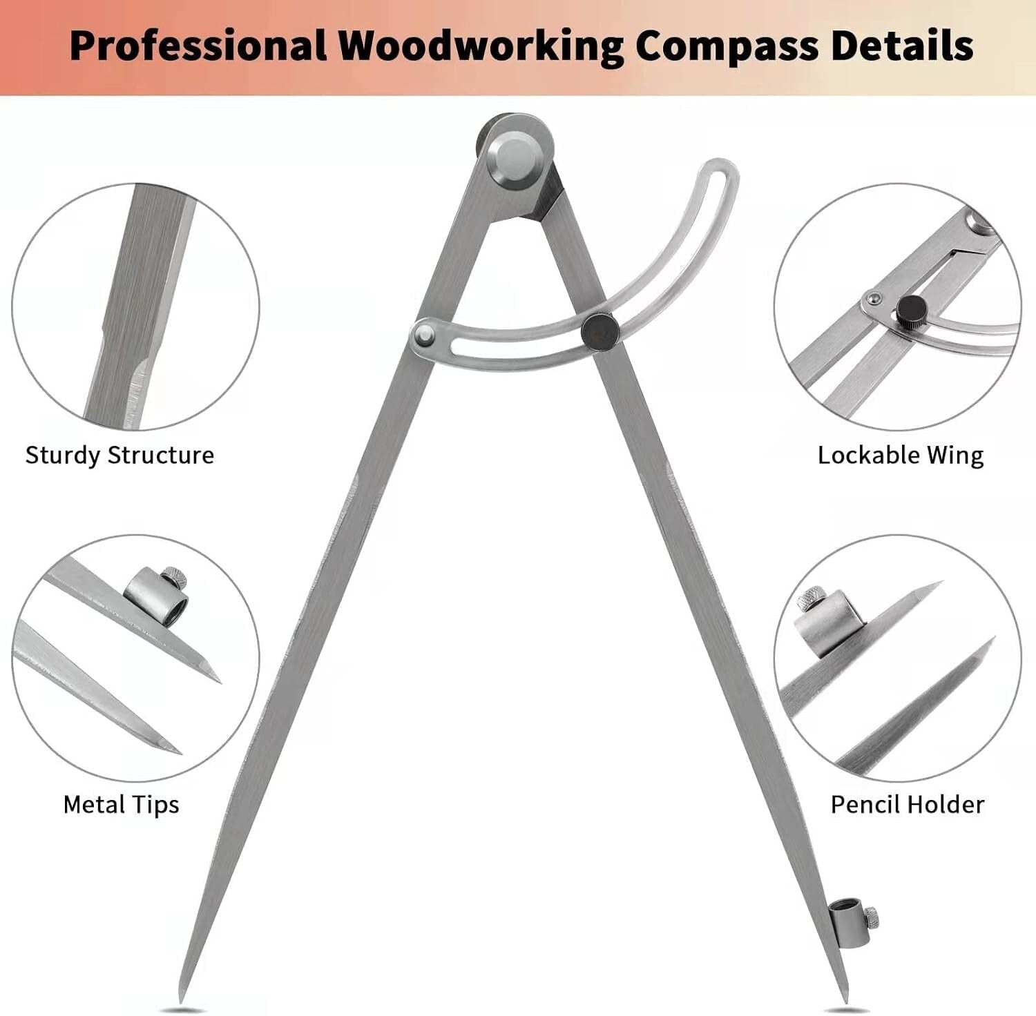 Precision 24-Inch Compass with Wing Divider - Ideal for Woodworking & Geometry