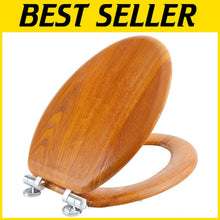 Load image into Gallery viewer, Quick-Release Elongated Toilet Seat in Eco-Friendly Wood - Elevate Your Bathroom