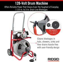 Load image into Gallery viewer, K-400 Heavy-Duty 120-Volt Drain Cleaner with Integrated Transport Cart &amp; Tools