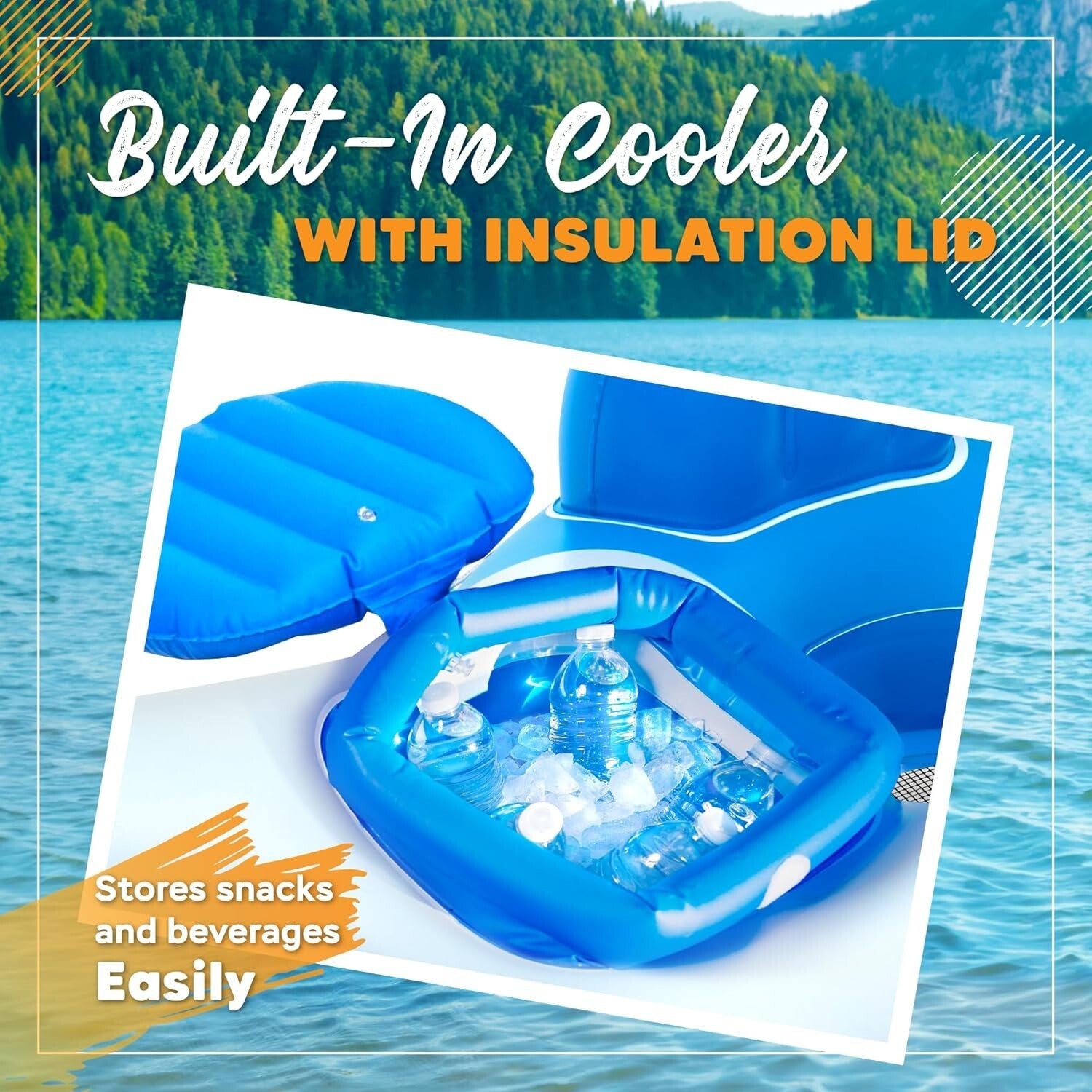 Expandable Comfort: Double Inflatable River Raft with Cooler & Sunshade Canopy