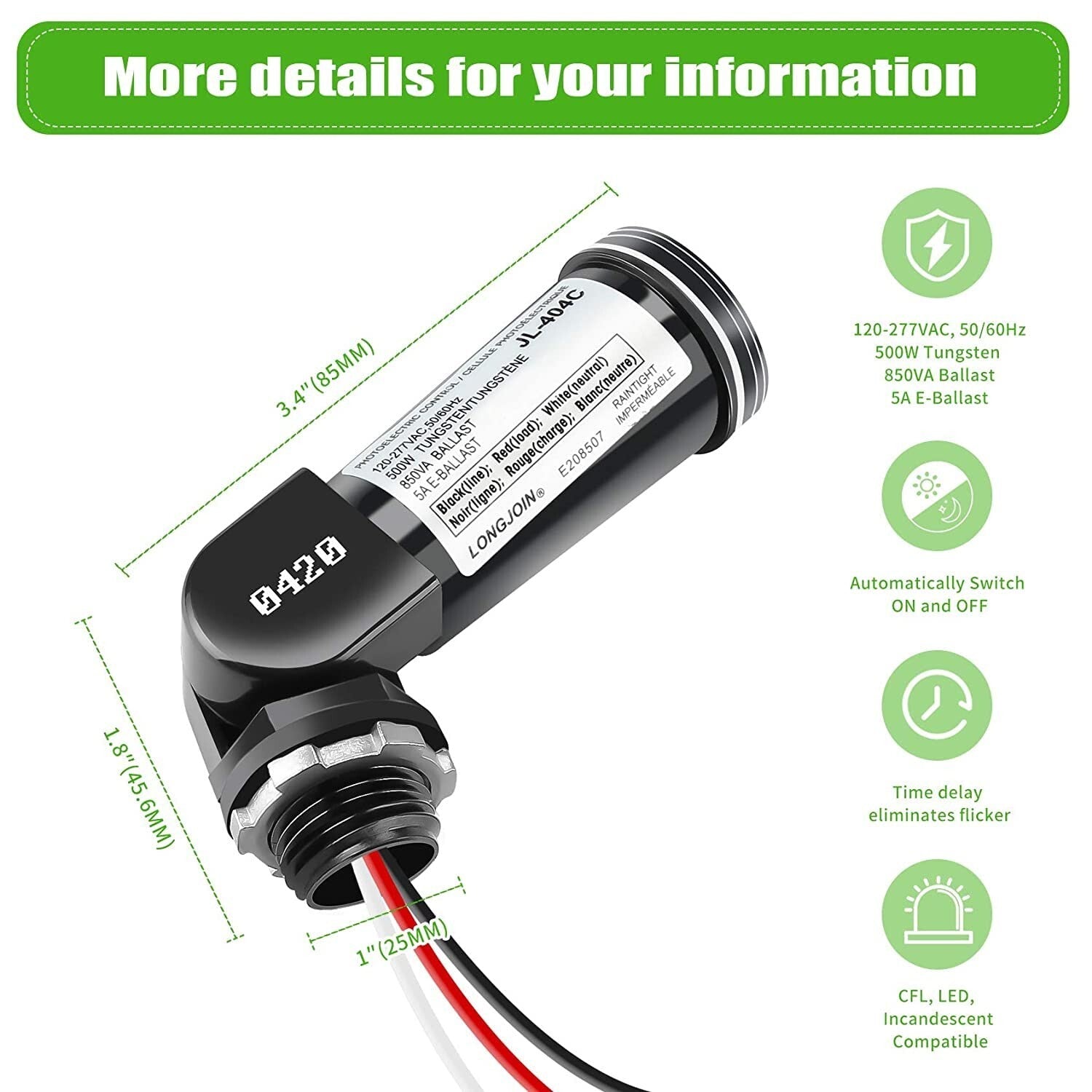 10-Pack Outdoor Photo Cell Dusk to Dawn Sensors - Easy Install, Surge Protected