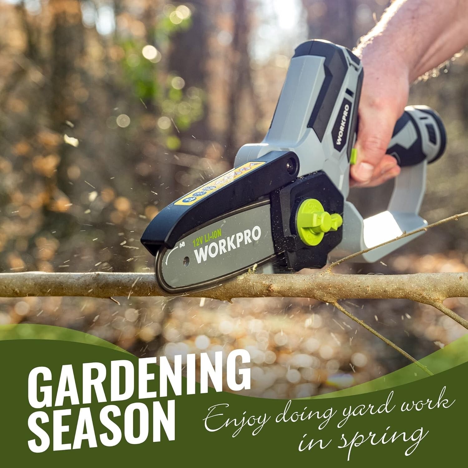 Lightweight Mini Chainsaw - 6.3" Cordless Electric Saw with 2 Lithium Batteries