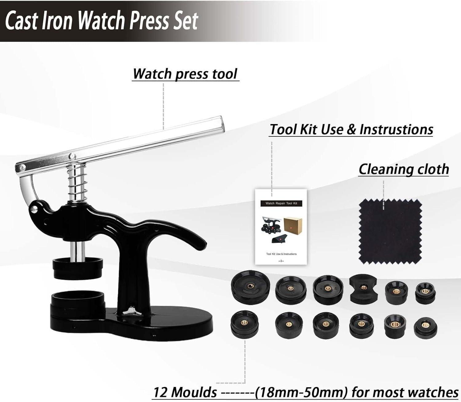 All-in-One Watch Repair Kit with Adjustable Case Opener & Link Removal Tools