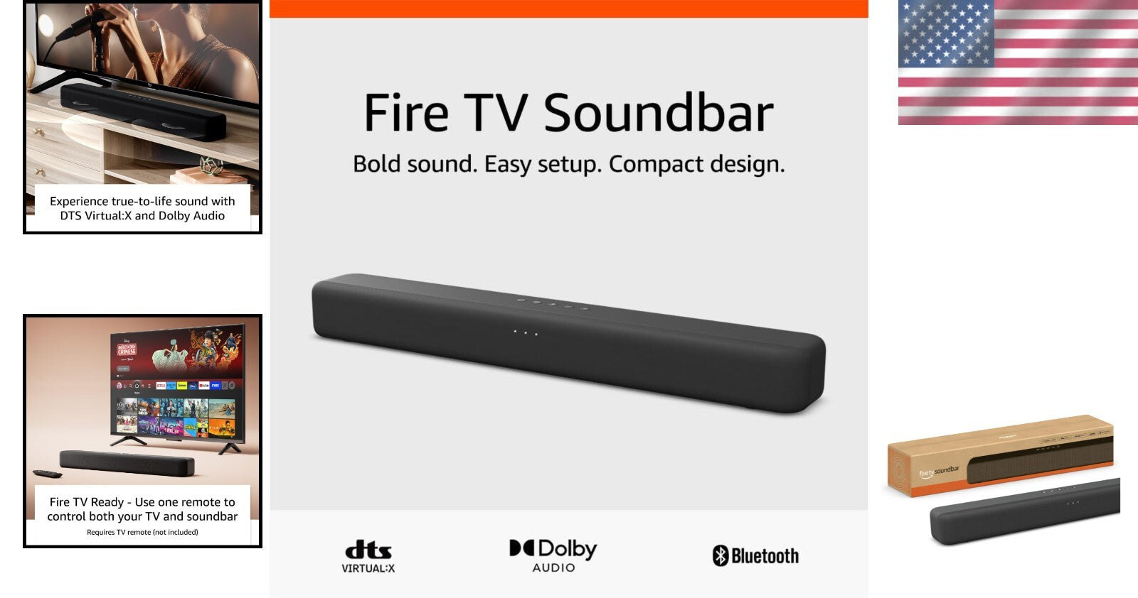 Compact Fire TV Soundbar - 24" | Bluetooth & Virtual Surround Sound Experience