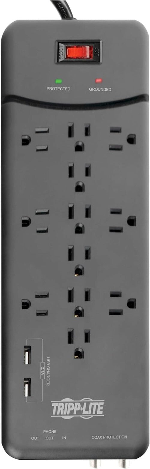 8ft Surge Protection Power Strip with Tel/Modem Protection & Lifetime Warranty