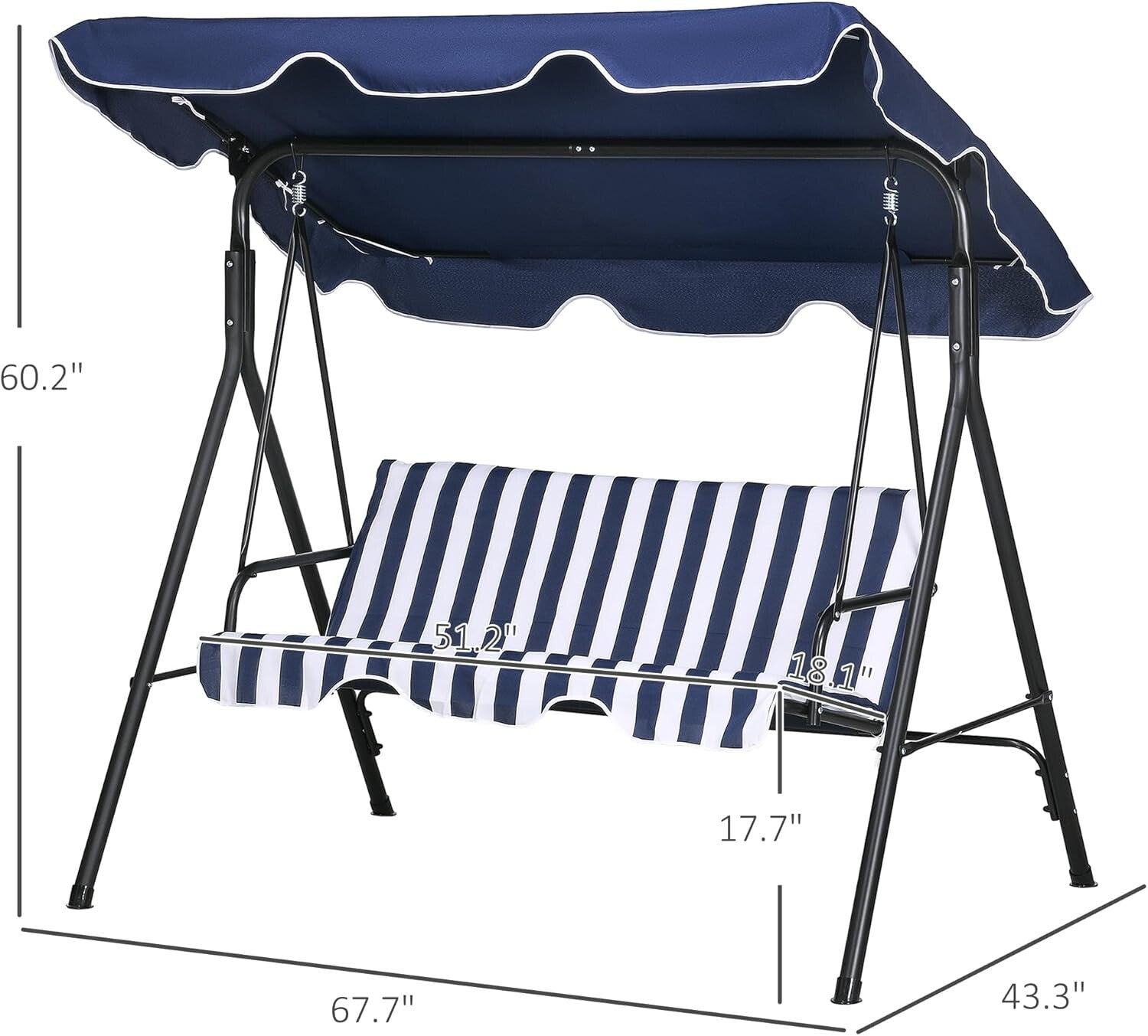 Premium 3-Seat Outdoor Swing Chair - Cushioned & Weather-Resistant with Canopy