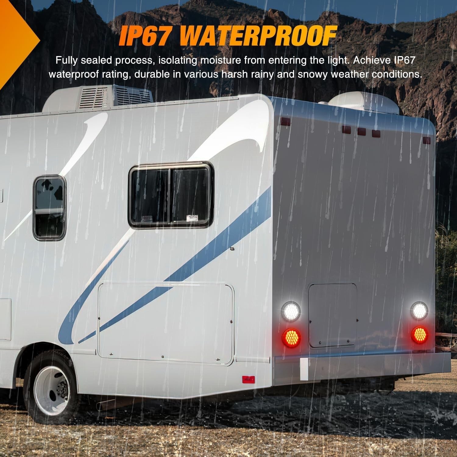 Dual Mode 4-Inch LED Tail & Turn Signal Lights for Trucks & Trailers - Set of 4