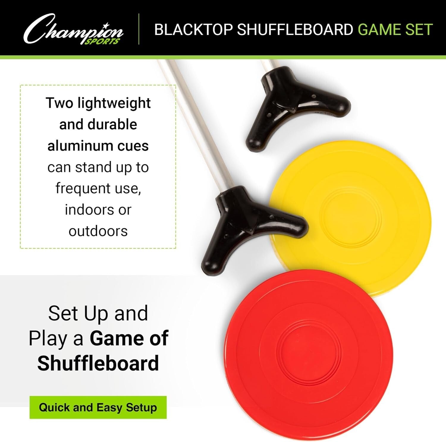 Shuffleboard Set - Lightweight Indoor Outdoor Game for Family Fun & Competition