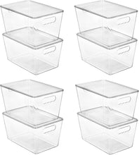 Load image into Gallery viewer, 8 Pack Stackable Clear Storage Bins with Handles - Perfect for Pantry &amp; Kitchen