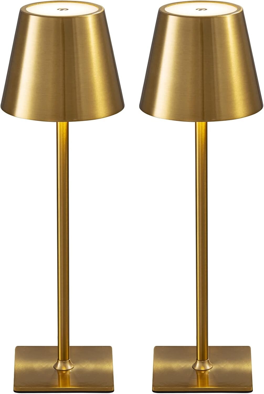 Elegant Electroplated Gold Table Lamps – 2 Pack Cordless Battery LED Lights
