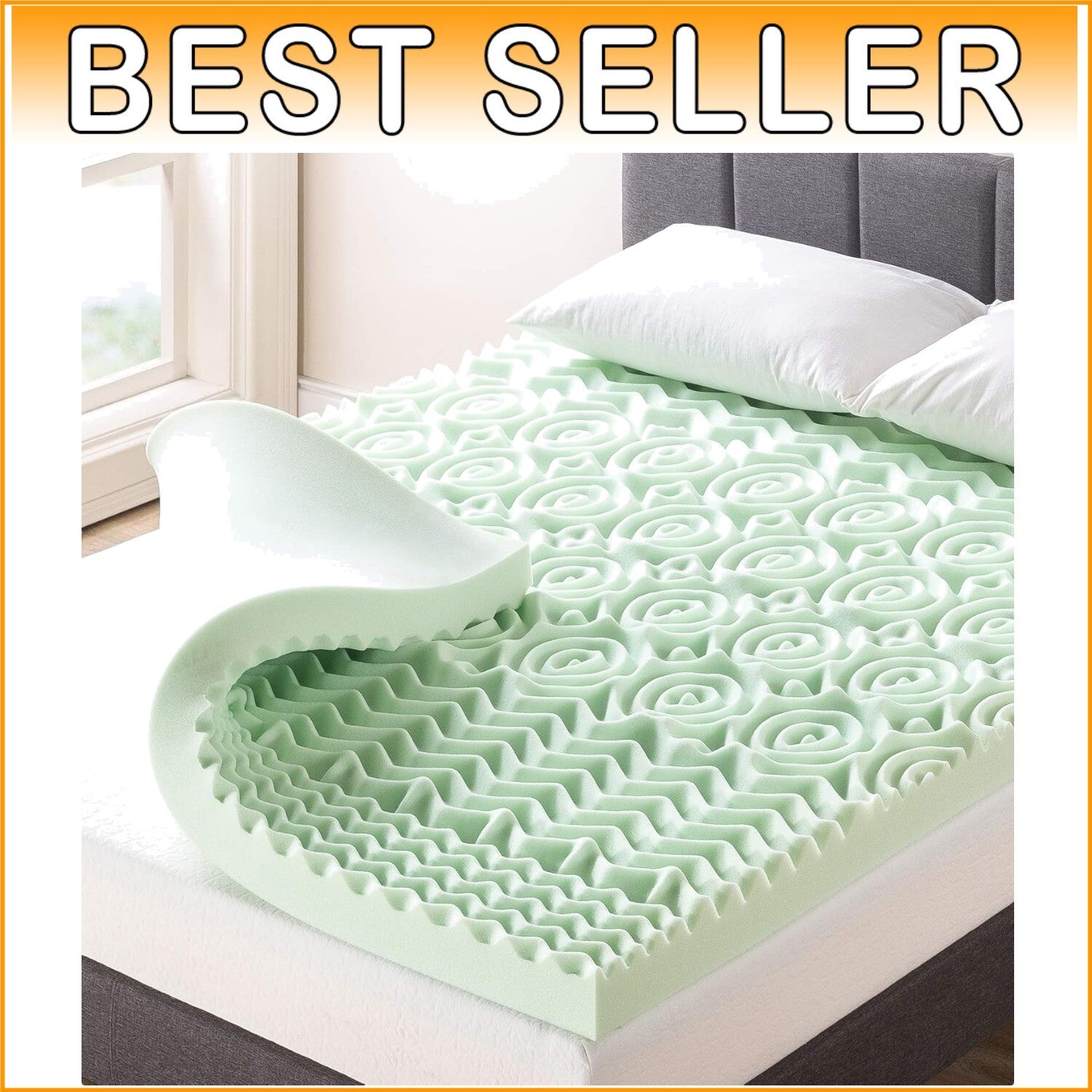 5-Zone Medium Firmness Memory Foam Topper with Green Tea - Twin 4 Inch