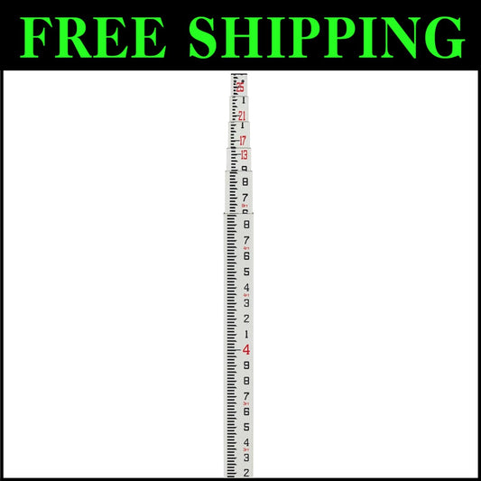 25-Foot Telescoping Fiberglass Grade Rod - Non-Glare Leveling Tool with Case
