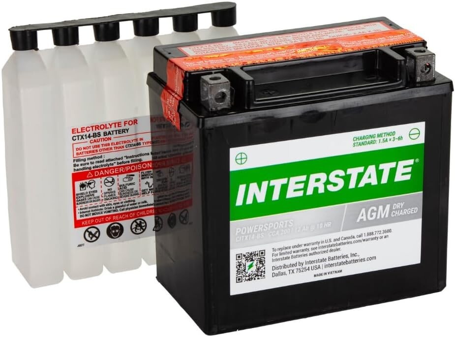 Maintenance-Free Powersport AGM Battery - Easy Install for Motorcycles & UTVs