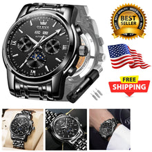 Load image into Gallery viewer, Luxury Automatic Men's Watch with Moon Phase &amp; Water Resistance - Black Dial