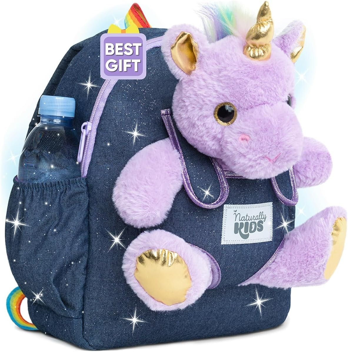 Lightweight Unicorn-Themed Backpack for Toddlers with Detachable Plush Toy