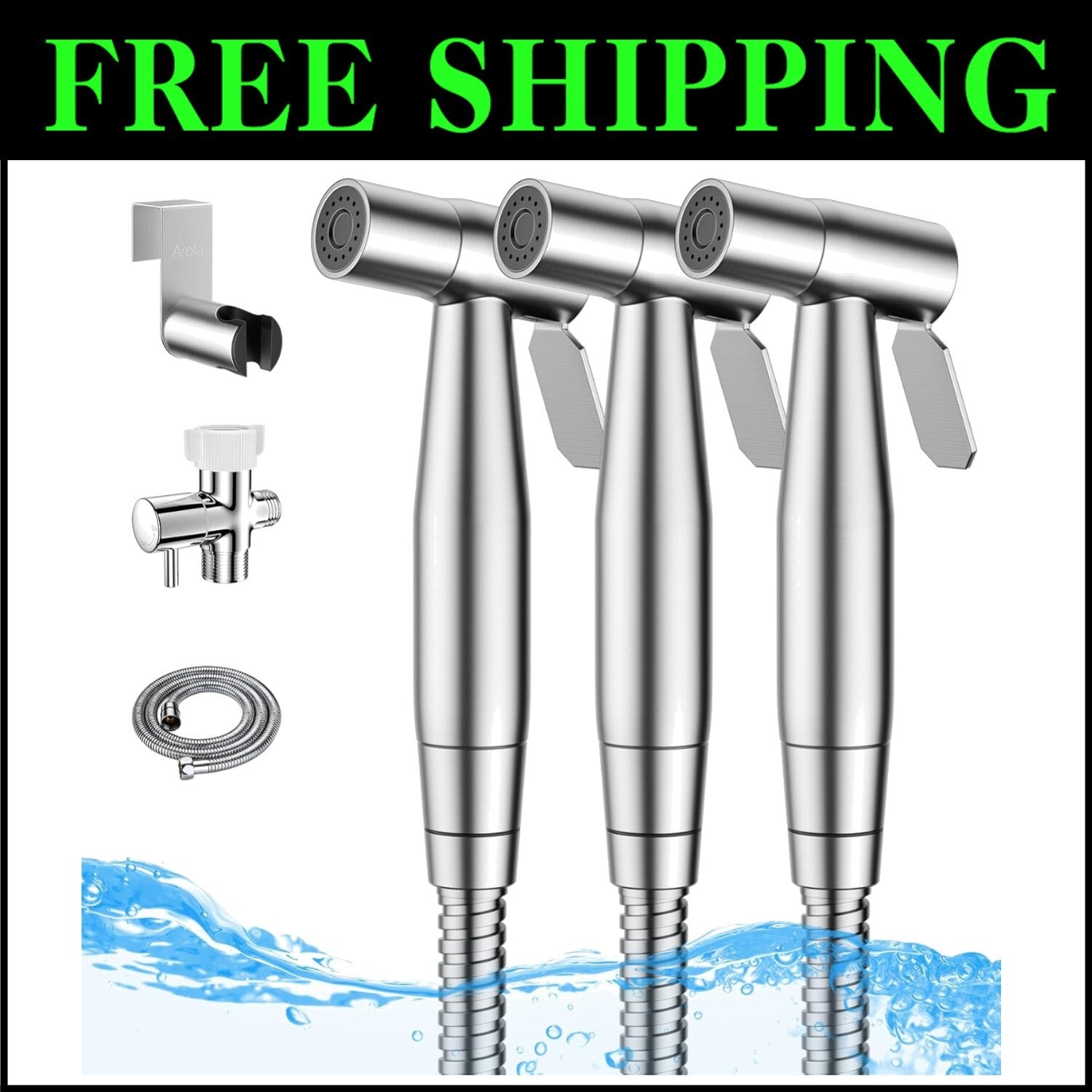 3 Pack Adjustable Handheld Bidet Sprayer for Toilets - Hygienic & Spot-Resistant