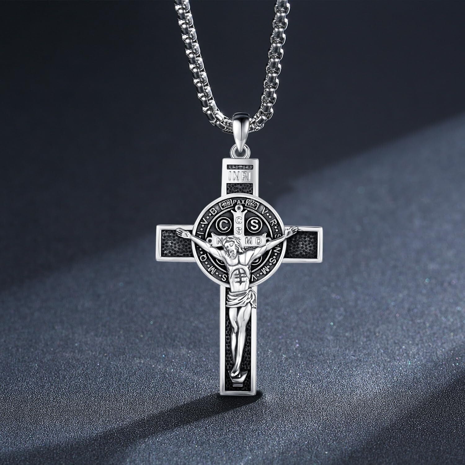 925 Sterling Silver St. Benedict Crucifix Necklace - Meaningful Catholic Gift