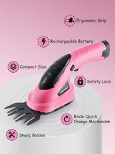 Load image into Gallery viewer, Compact Electric Grass Shear &amp; Hedge Trimmer in Pink - Perfect for Small Gardens