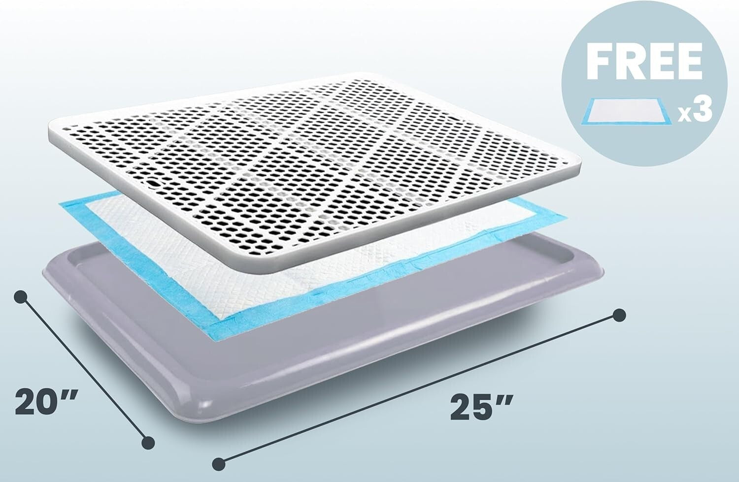 25x20 Dog Potty Tray with Removable Grate - Indoor Pee Pad Holder for Dogs
