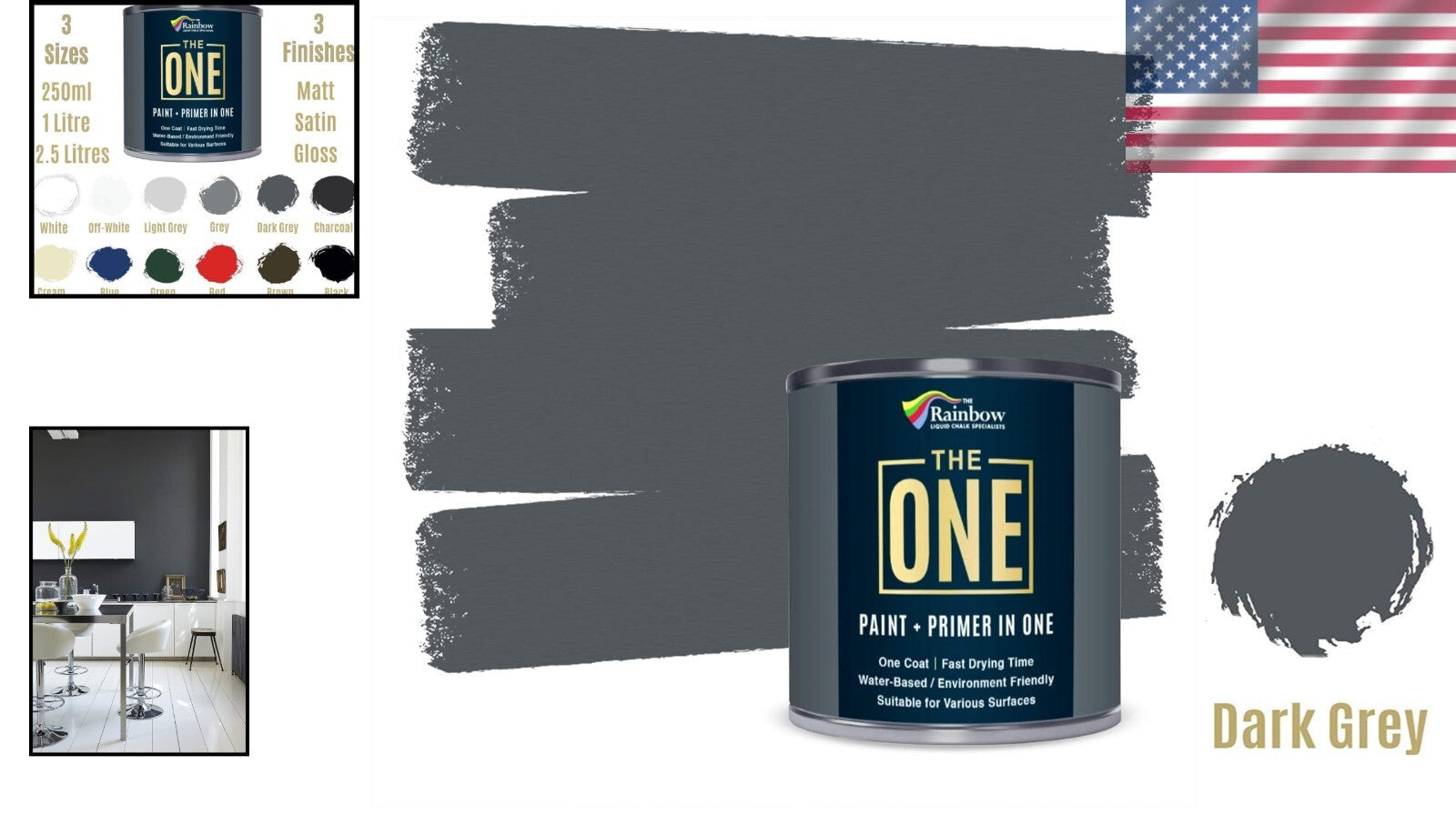All-In-One Durable Paint & Primer in Gloss Dark Grey 2.5L - Effortless Finish