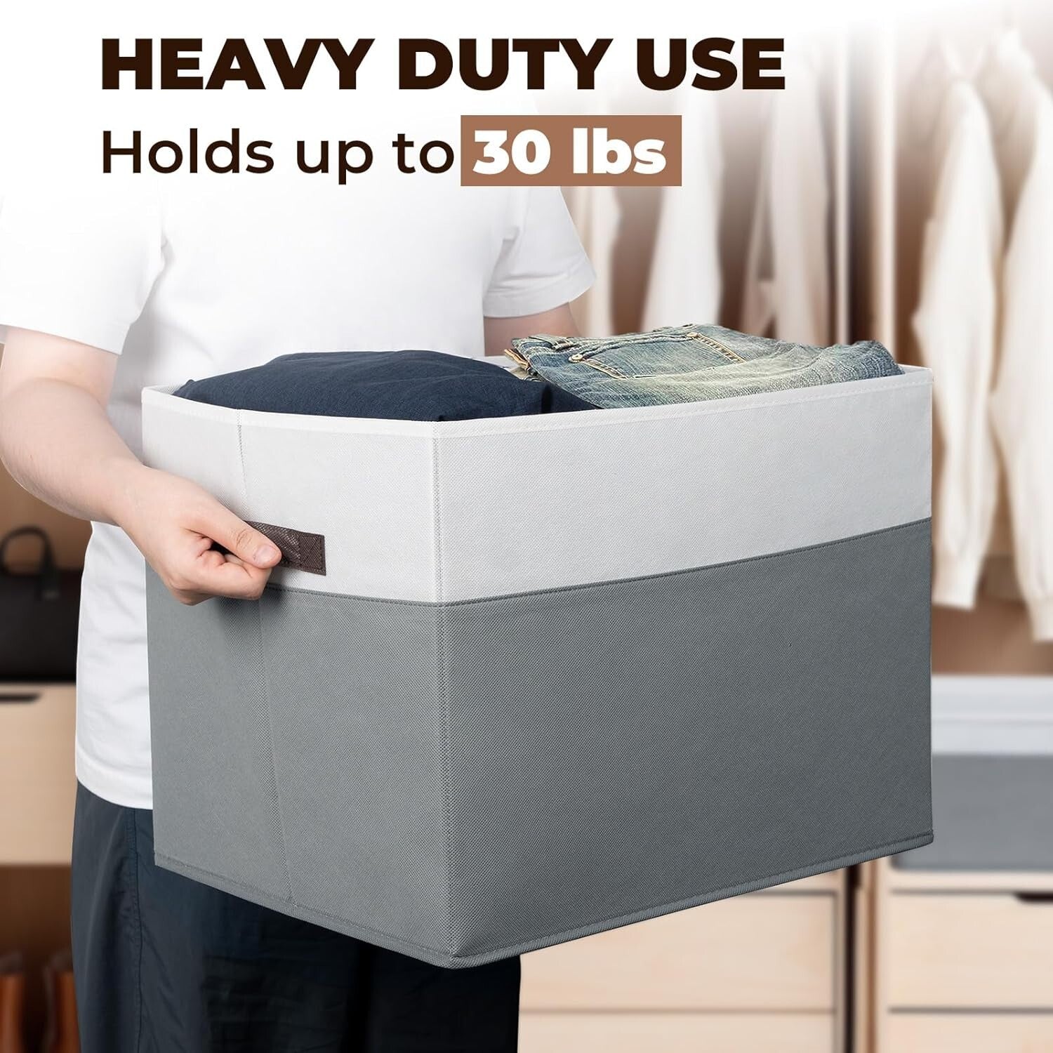 Elegant 6-Pack Extra Large Closet Storage Bins - Perfect for Organized Living