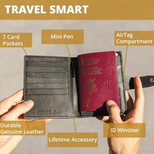 Load image into Gallery viewer, Travel Document Holder with RFID &amp; AirTag Compatibility - Elegant Brown Leather