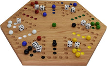 Load image into Gallery viewer, Solid Oak Double-Sided Marble Board Game - Hand-Painted 16" Elegant Design