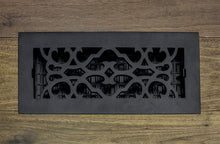 Load image into Gallery viewer, Elegant Victorian Floor Register, 6x10 in Cast Iron Black for Timeless Decor