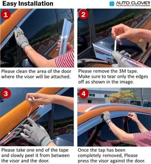 6-Pc Smoked Window Visors for 2022-2025 Cars - Easy Self-Adhesive Installation