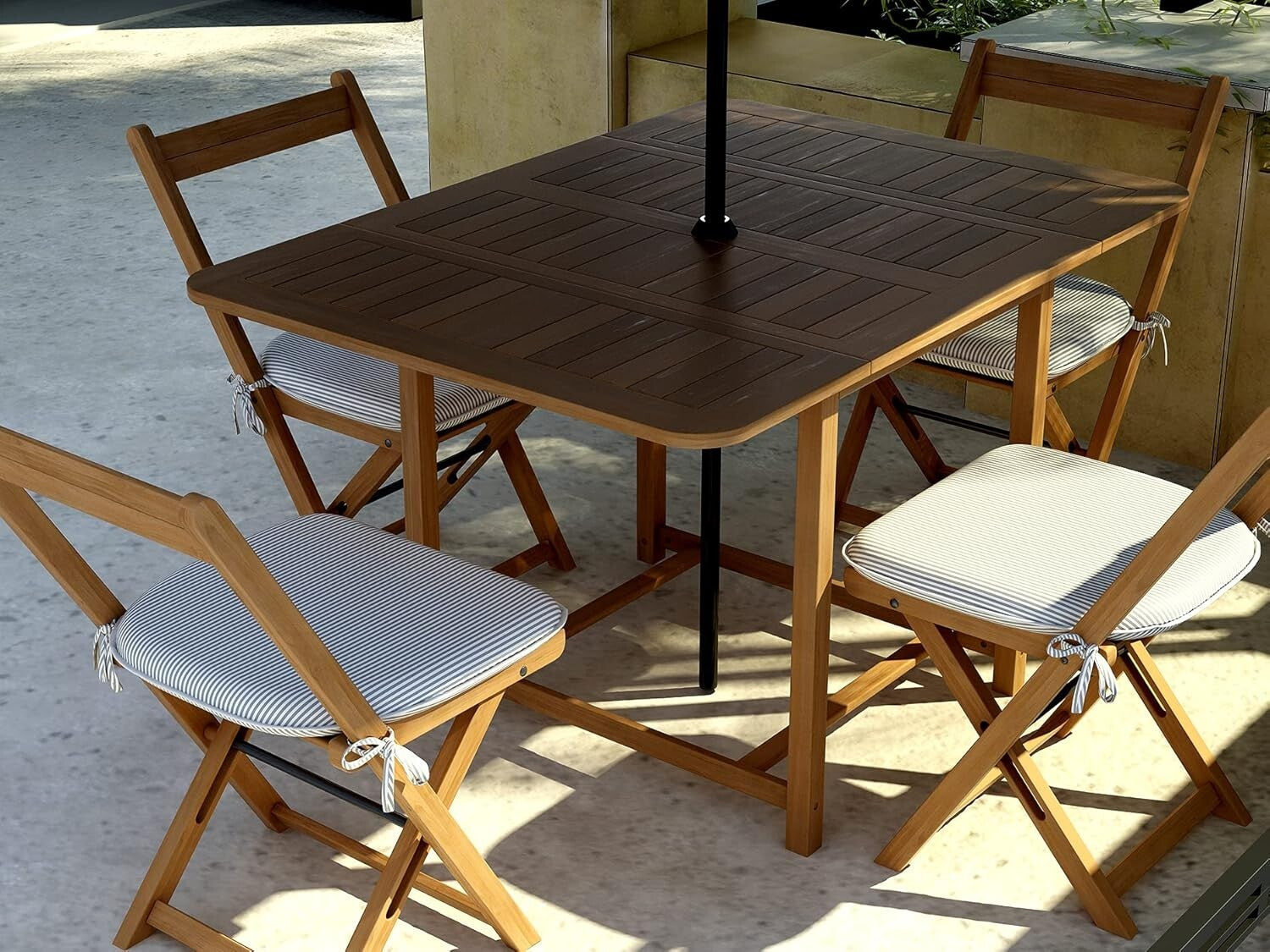 Stylish Grey Strip Seat Cushions for Indoor/Outdoor Chairs - Set of 2 Easy Care