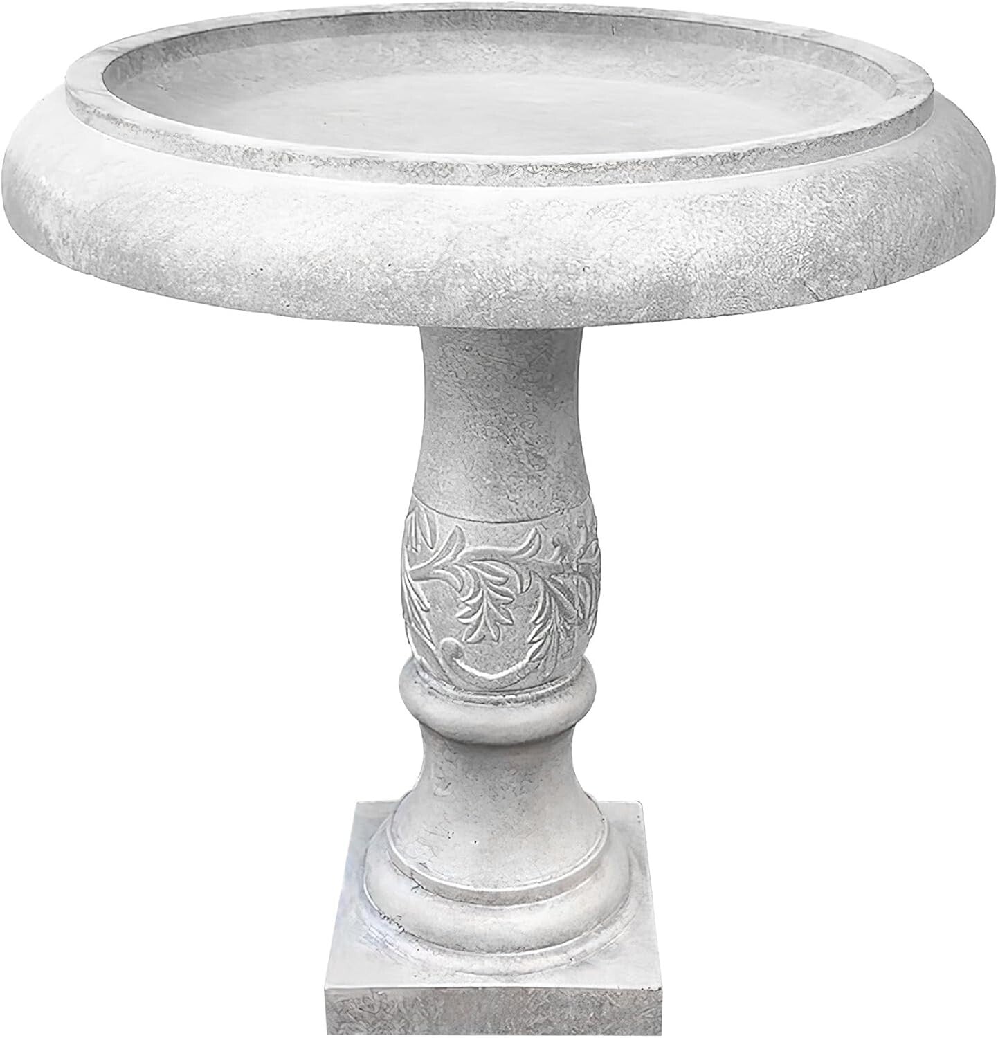 Classic 22.8" Concrete Birdbath with Flower Pattern - Durable Outdoor Beauty