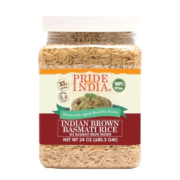 Extra Long Grain Brown Basmati Rice - 6 Jars of 1.5lb Each, Vegan & Gluten Free
