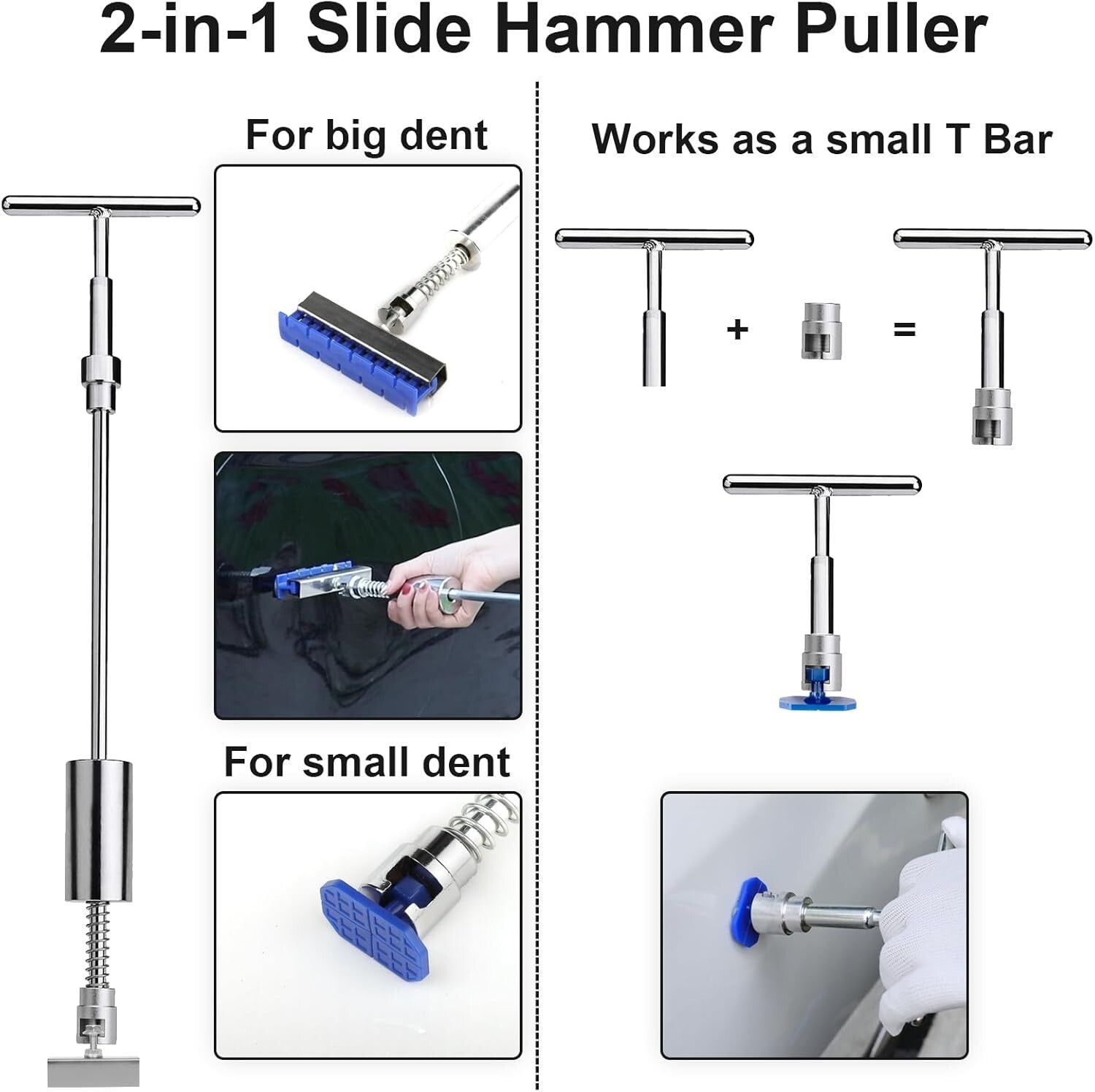 All-in-One Adjustable Dent Puller & T-Bar Slide Hammer - 129pc Auto Repair Kit