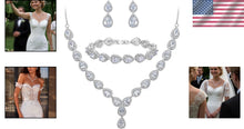 Load image into Gallery viewer, Infinity Design CZ Jewelry Set - Necklace, Bracelet &amp; Earrings for Everyday Glam