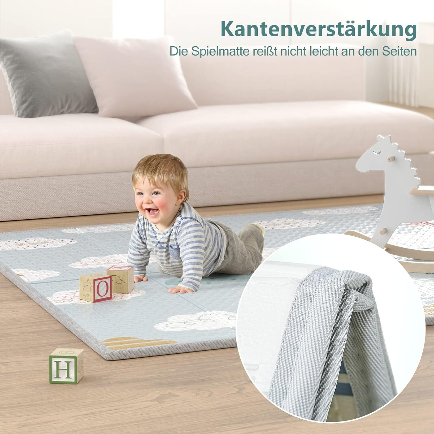 Cute Motif Waterproof Play Mat - Extra Large Foam Mat for Babies & Tummy Time