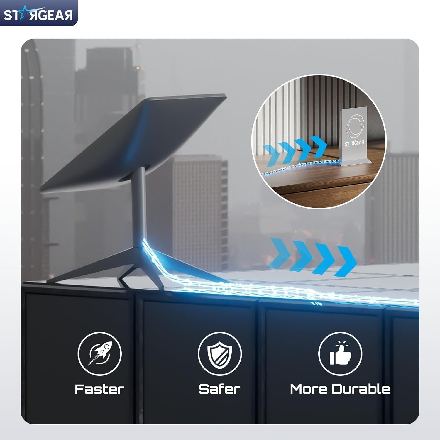 Durable 75FT Starlink Cable with Dustproof Covers for Gen2 Rectangular Satellite