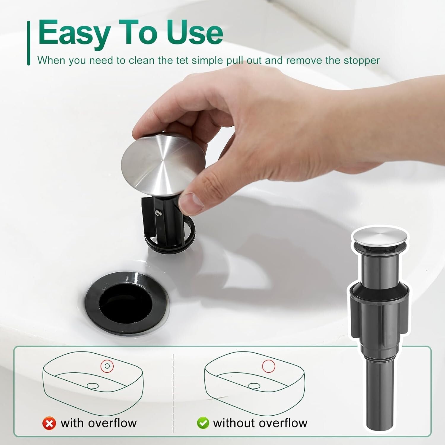 Tall Single Handle Brass Bathroom Faucet with Pop-Up Drain – Modern & Efficient