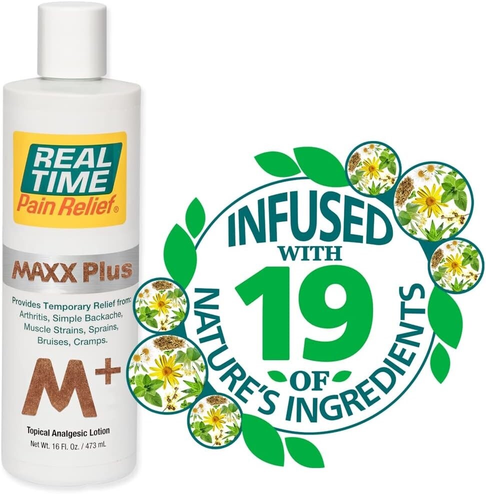 16 oz Real Time Pain Relief MAXX Plus Lotion - FDA Registered & Fast Absorbing