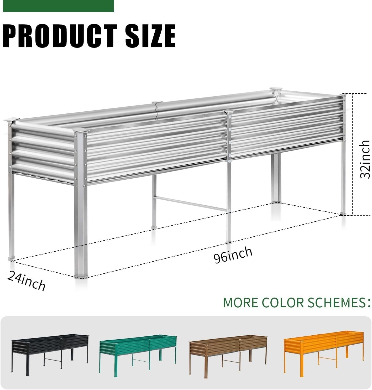 Easy Assembly Raised Garden Bed with Legs - 96x24x32 in, Perfect for Outdoor Use