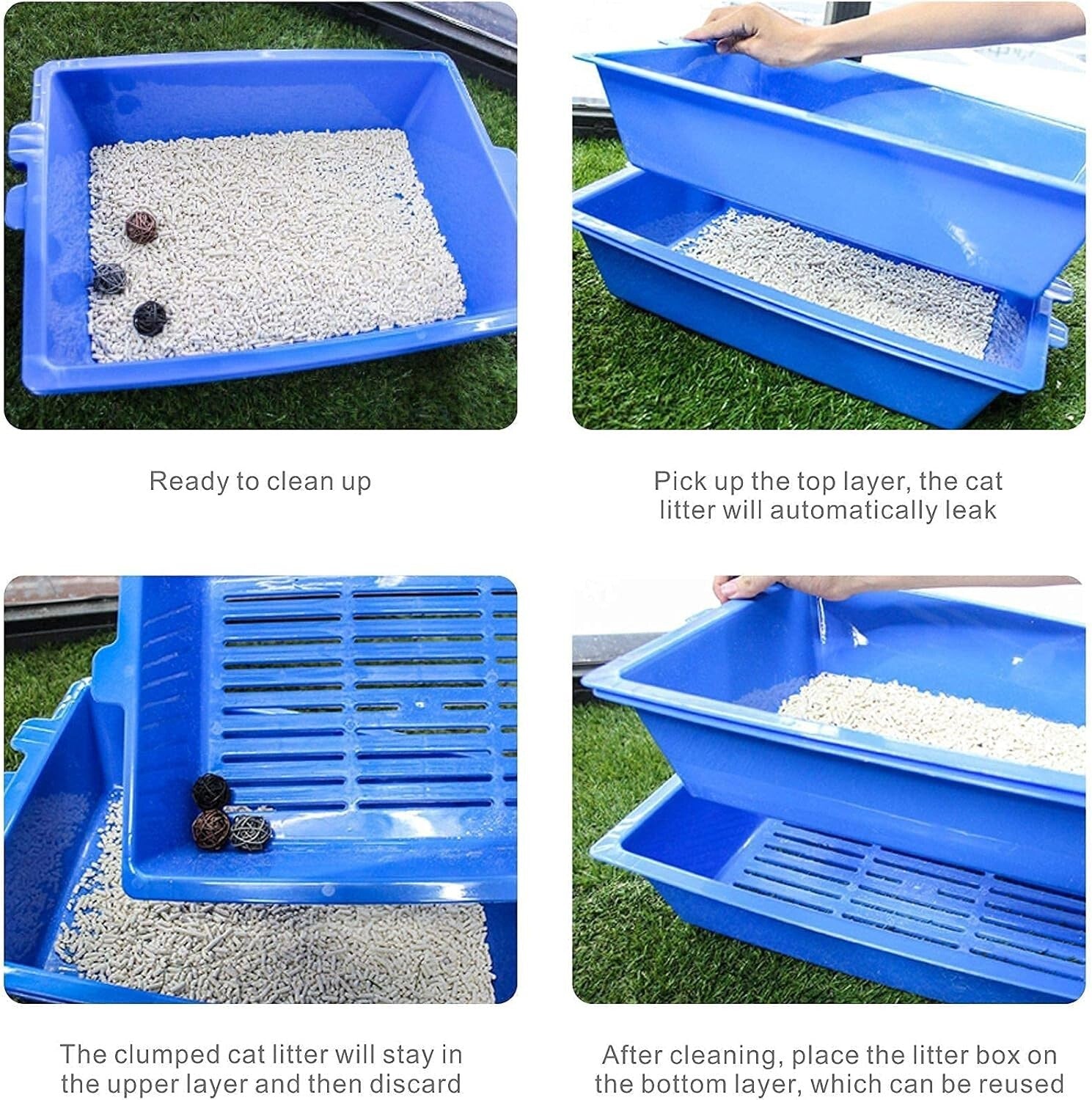 Reusable Cat Litter Box with 3 Sifting Trays - Convenient Scoop-Free Solution